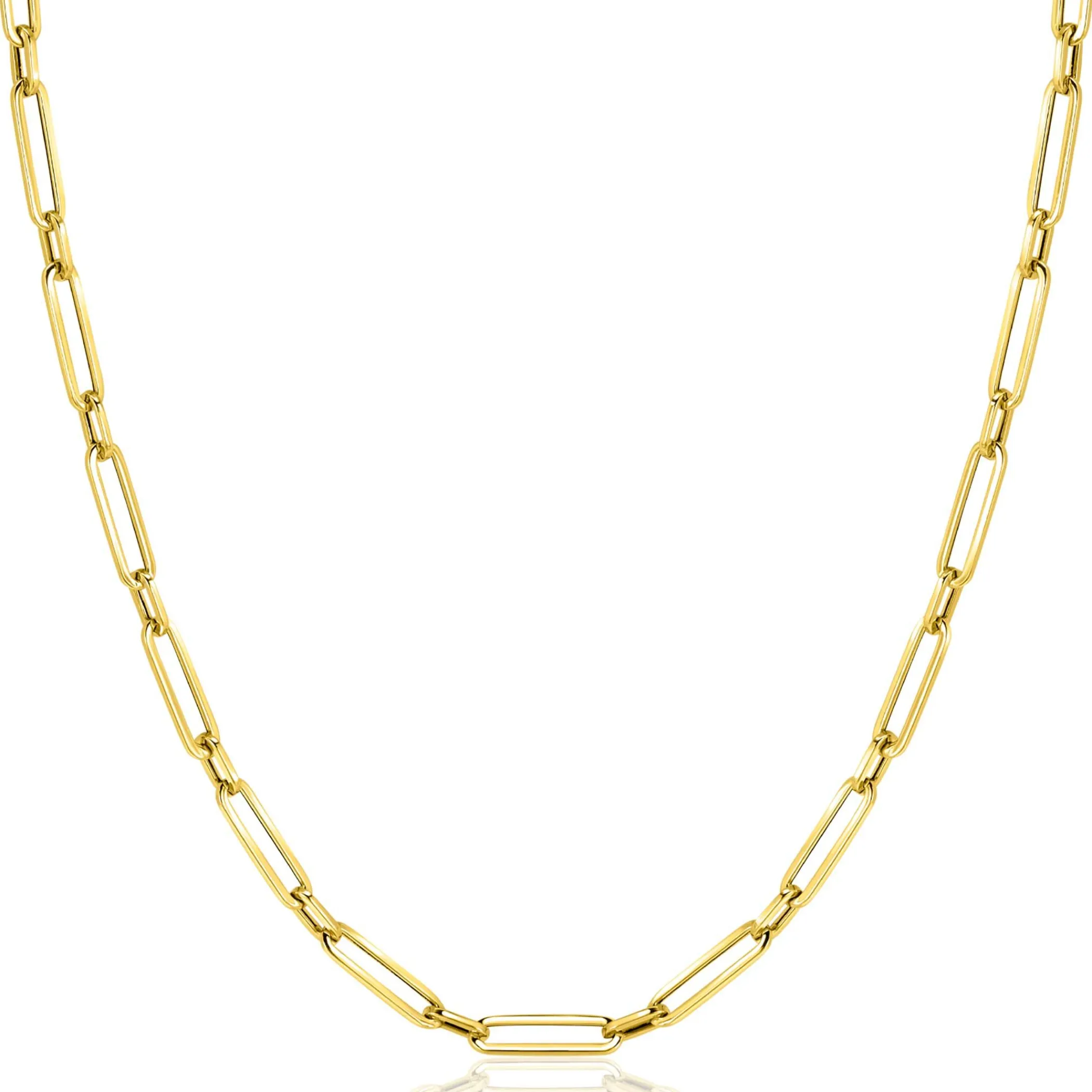 Best Zinzi Gold 14 krt gouden closed for ever schakelketting met tussenoog (3mm breed) 45cm ZGC470