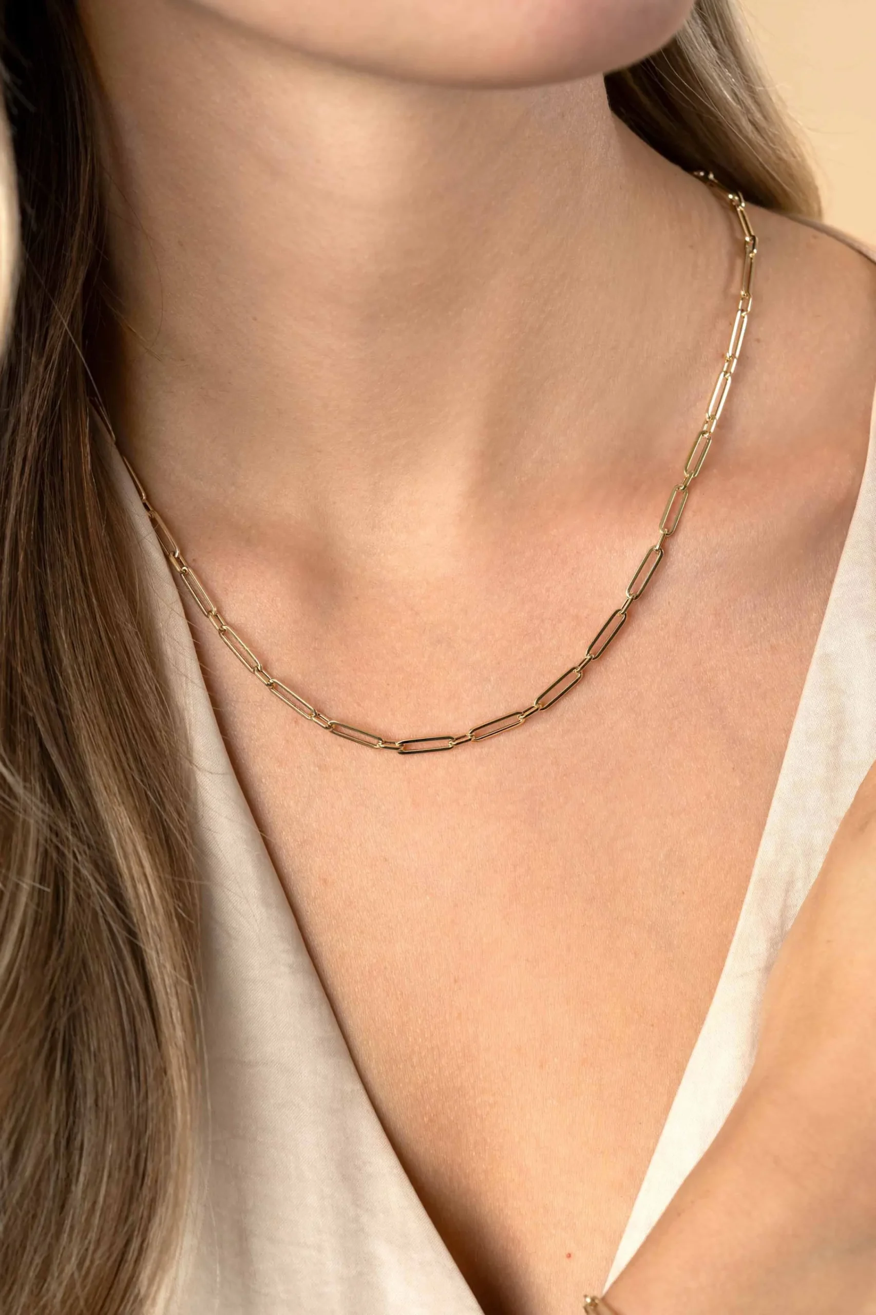 Best Zinzi Gold 14 krt gouden closed for ever schakelketting met tussenoog (3mm breed) 45cm ZGC470