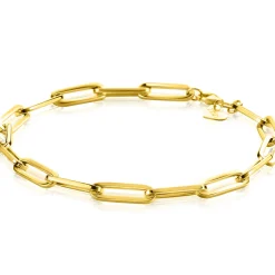 Hot Zinzi Gold 14 krt gouden closed for ever schakelarmband 4,5mm breed 18,5cm ZGA453