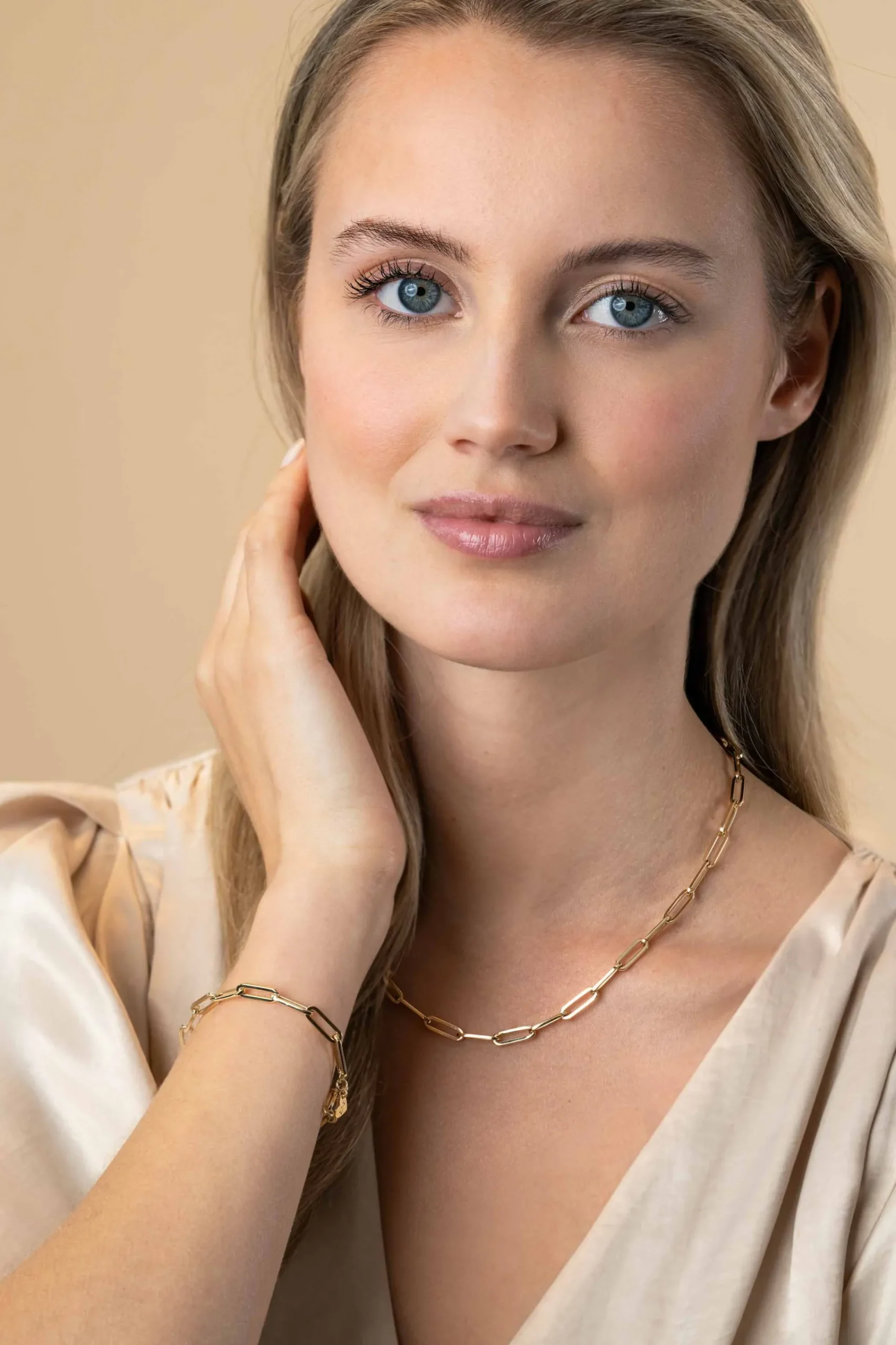 Hot Zinzi Gold 14 krt gouden closed for ever schakelarmband 4,5mm breed 18,5cm ZGA453