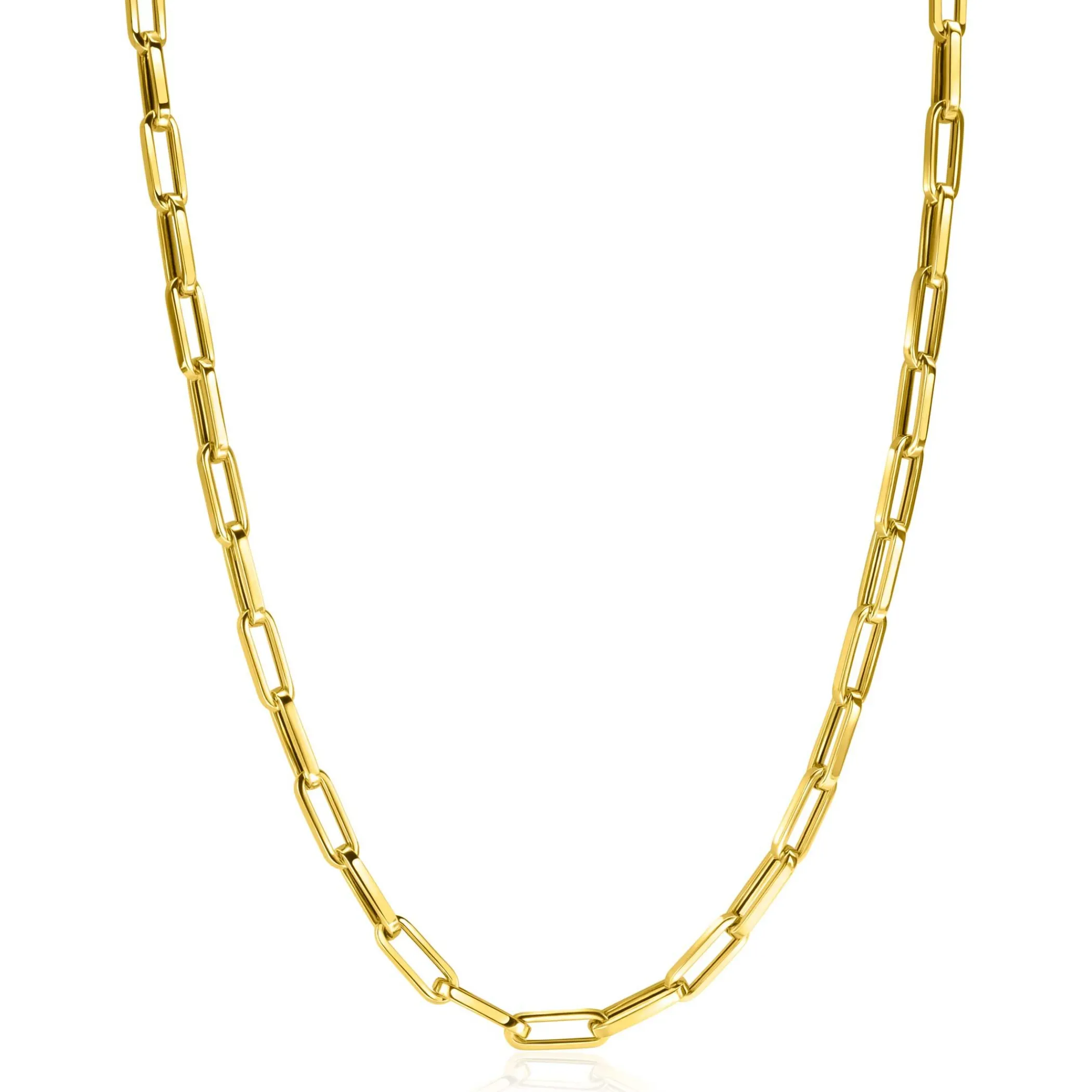 New Zinzi Gold 14 krt gouden collier 45cm met trendy paperclip/closed for ever schakels 4mm breed ZGC347