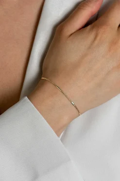 Zinzi Gold 14 krt gouden gourmet armband met plaatjes 1,5mm breed, lengte 17-19cm ZGA426