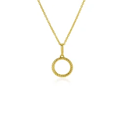 Clearance Zinzi Gold 14 krt gouden hanger met open ronde vorm 10mm, met gedraaide buis ZGH400 (zonder collier)
