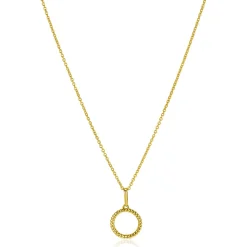 Clearance Zinzi Gold 14 krt gouden hanger met open ronde vorm 10mm, met gedraaide buis ZGH400 (zonder collier)