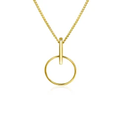 Online Zinzi Gold 14 krt gouden hanger 18mm met open ronde vorm en trendy staafje als hangoog ZGH404 (zonder collier)