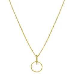 Online Zinzi Gold 14 krt gouden hanger 18mm met open ronde vorm en trendy staafje als hangoog ZGH404 (zonder collier)