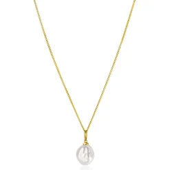 Outlet Zinzi Gold 14 krt gouden hanger met witte parel 10mm in natuurlijke vorm ZGH405 (zonder collier)