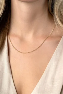 Hot Zinzi Gold 14 krt gouden jasseron ketting 2,2mm breed 43-45cm ZGC441