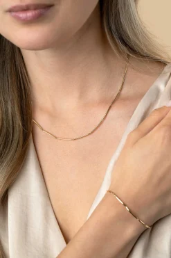Sale Zinzi Gold 14 krt gouden ketting met langwerpige glanzende staafjes 1,6mm breed 40-43cm ZGC461