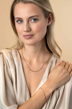 New Zinzi Gold 14 krt gouden ketting met stoere rechthoekige staafjes (2mm breed) met vierkante buis 43cm ZGC452