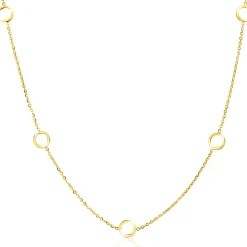 Hot Zinzi Gold 14 krt gouden ketting met subtiele jasseron schakels en zeven open rondjes 6,5mm breed 42-45cm ZGC445