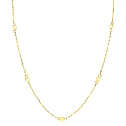 New Zinzi Gold 14 krt gouden ketting met subtiele jasseron schakels en zeven ronde gladde plaatjes 5mm breed 42-45cm ZGC444