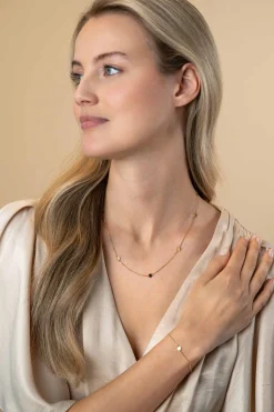 New Zinzi Gold 14 krt gouden ketting met subtiele jasseron schakels en zeven ronde gladde plaatjes 5mm breed 42-45cm ZGC444