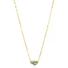 Zinzi Gold 14 krt gouden ketting 45cm, in het midden bezet met fijne groene, blauwe en champagne zirconia's ZGC379