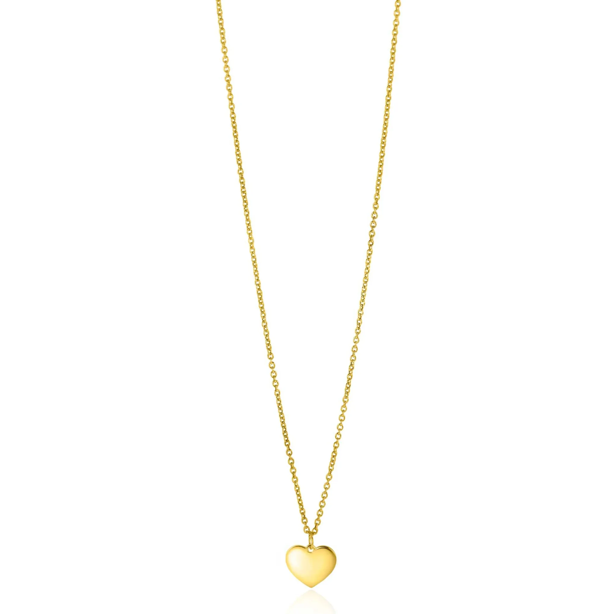 Online Zinzi Gold 14 krt gouden ketting 43cm met hart hanger 8mm ZGC312