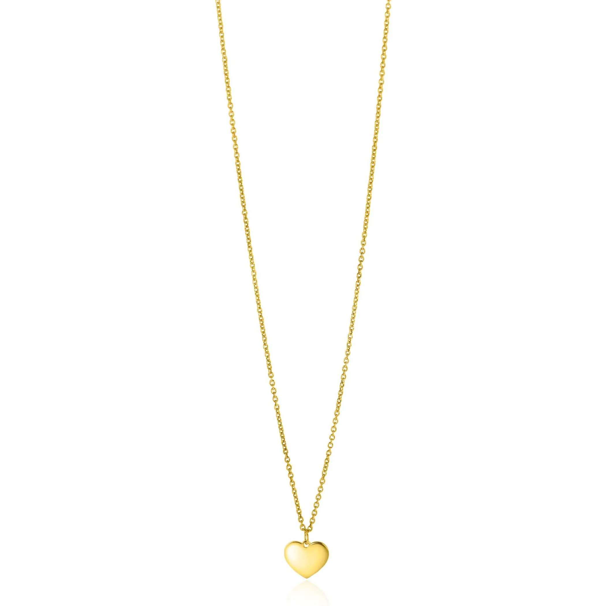 Online Zinzi Gold 14 krt gouden ketting 43cm met hart hanger 8mm ZGC312