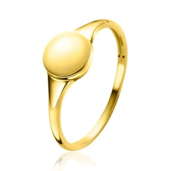 Hot Zinzi Gold 14 krt gouden monogram ring met ovaal plaatje van 7mm ZGR406