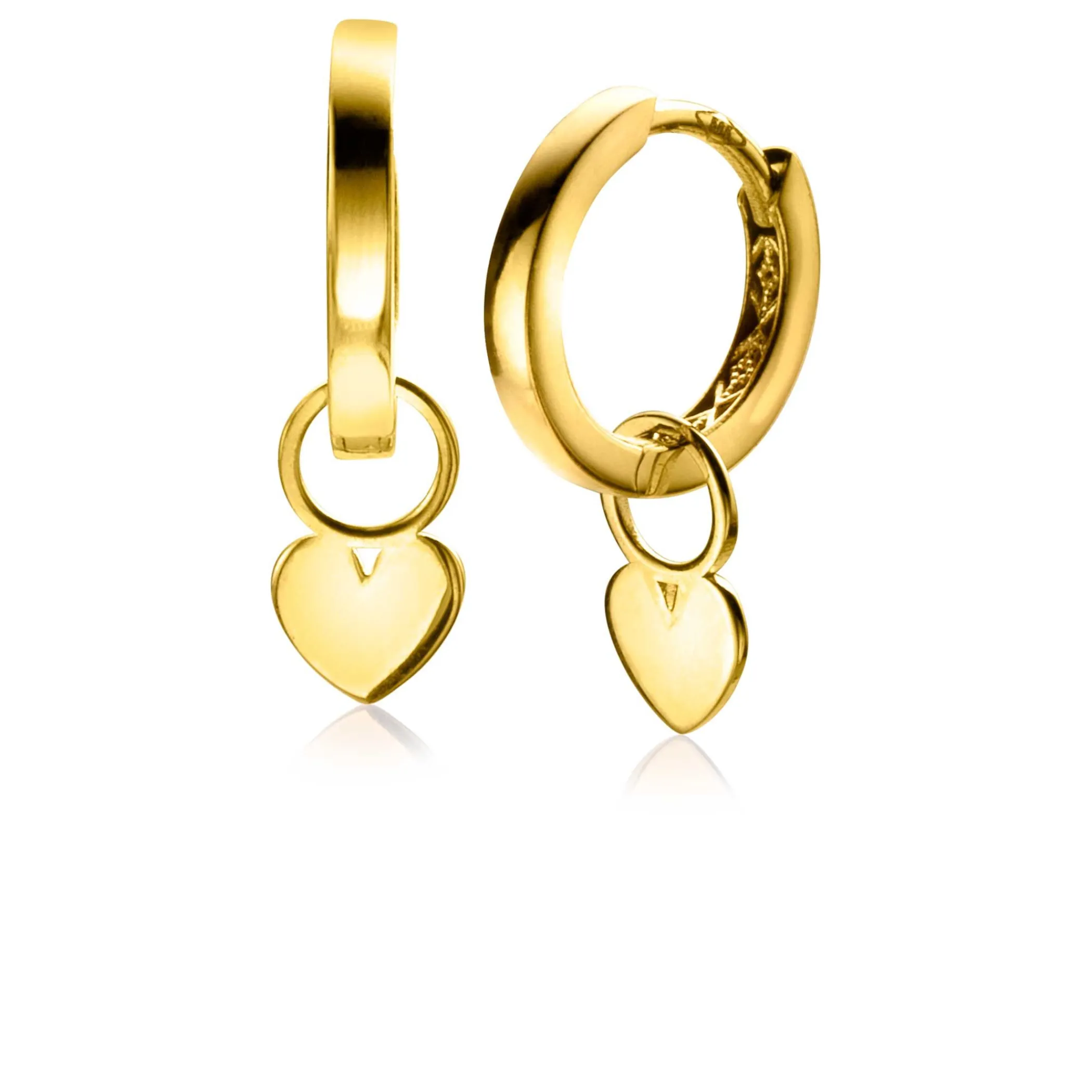 Zinzi Gold 14 krt gouden oorbedels glad hart 5,5mm ZGCH389 (zonder oorringen)