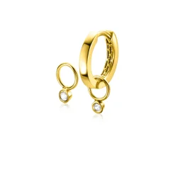 Clearance Zinzi Gold 14 krt gouden oorbedels bezet met een kleine ronde zirconia 2,5mm ZGCH420 (zonder oorringen)