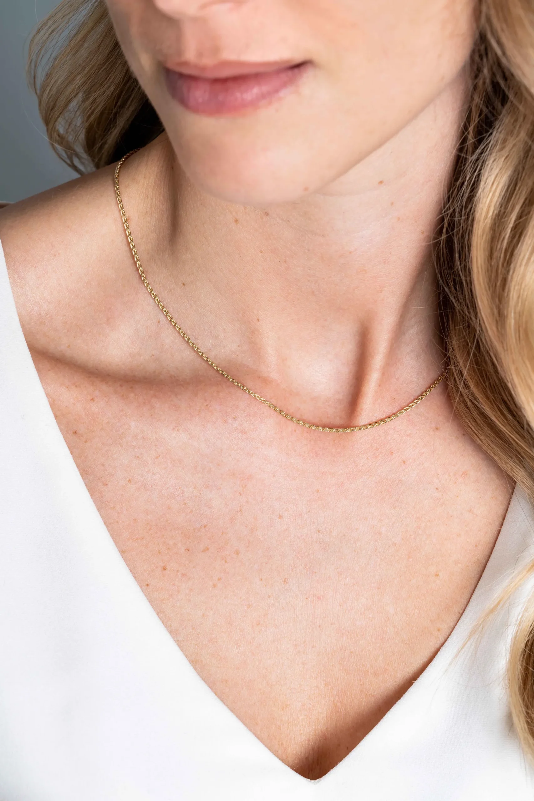 Zinzi Gold 14 krt gouden palmier collier 1,5mm breed, lengte 43cm ZGC307