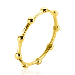 Outlet Zinzi Gold 14 krt gouden ring met afwisselend bolletjes 2,4mm breed ZGR484