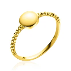 Best Zinzi Gold 14 krt gouden ring met bolletjes scheen en glanzend rond plaatje van 6,5mm ZGR399