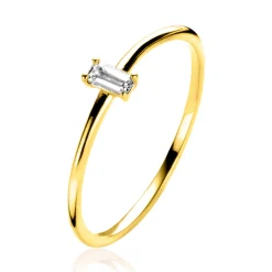 Zinzi Gold 14 krt gouden ring bezet met een witte zirconia in rechthoek-zetting (4,2mm) ZGR369