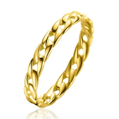 Hot Zinzi Gold 14 krt gouden ring met trendy gourmet schakel 3mm breed ZGR448