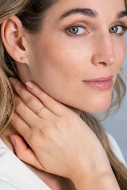 Zinzi Gold 14 krt gouden ring met bolletjes scheen en bezet met een ronde witte zirconia in bolletjes zetting van 3,5mm ZGR308