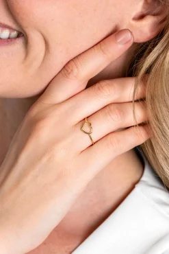 Discount Zinzi Gold 14 krt gouden ring open hart 8mm ZGR378