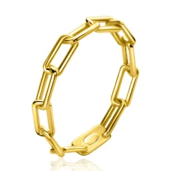 Online Zinzi Gold 14 krt gouden schakelring van 3mm breed, met de populaire paperclip-schakel ZGR346