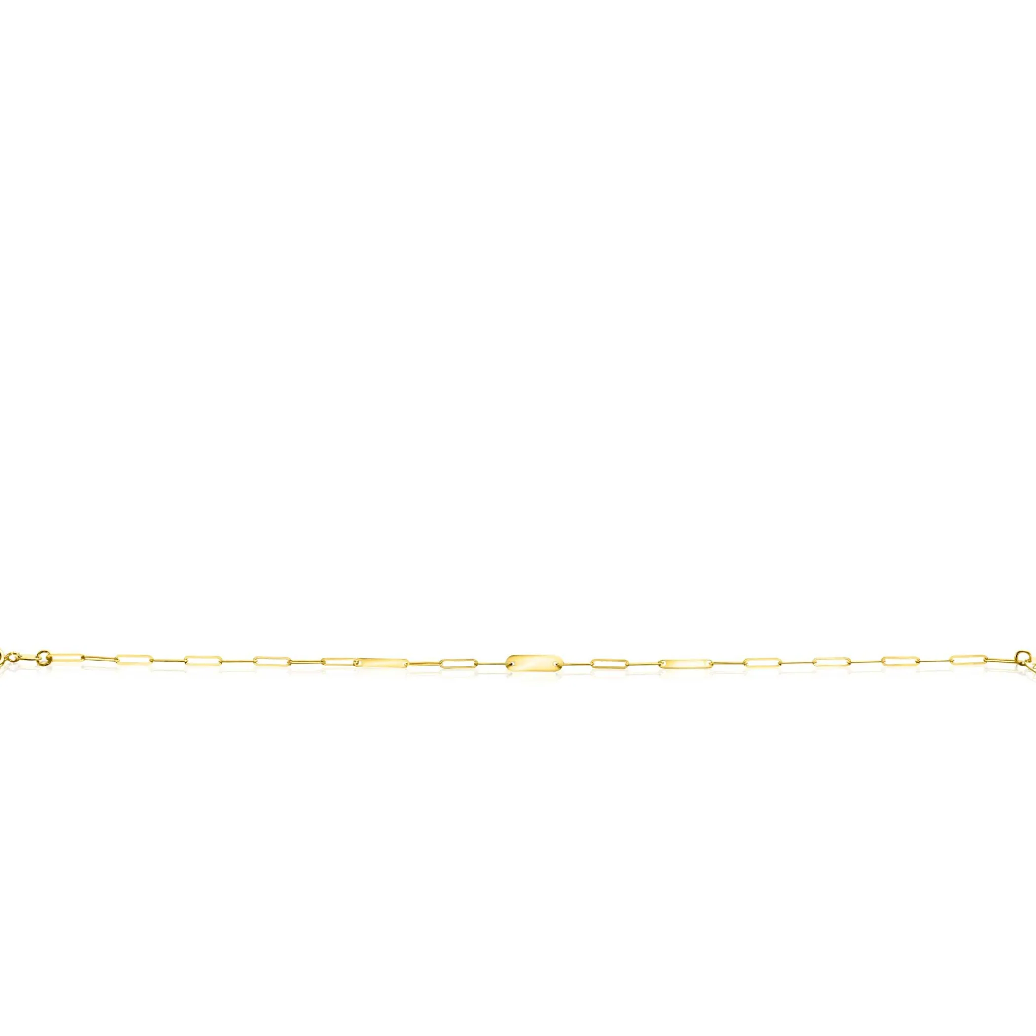 Best Zinzi Gold 14 krt gouden schakelarmband met paperclip schakels (1,8mm breed) en drie gladde plaatjes 19cm ZGA443