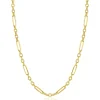 Discount Zinzi Gold 14 krt gouden schakelketting met afwisselend lange paperclip schakels en ovale jasseron schakels (4mm breed) 45cm ZGC473
