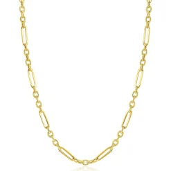 Discount Zinzi Gold 14 krt gouden schakelketting met afwisselend lange paperclip schakels en ovale jasseron schakels (4mm breed) 45cm ZGC473