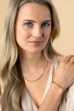 Discount Zinzi Gold 14 krt gouden schakelketting met afwisselend lange paperclip schakels en ovale jasseron schakels (4mm breed) 45cm ZGC473