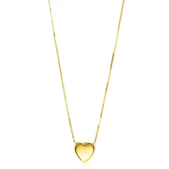 Outlet Zinzi Gold 14 krt gouden venetiaanse ketting 45cm met sierlijk glad hartje van 7mm ZGC486