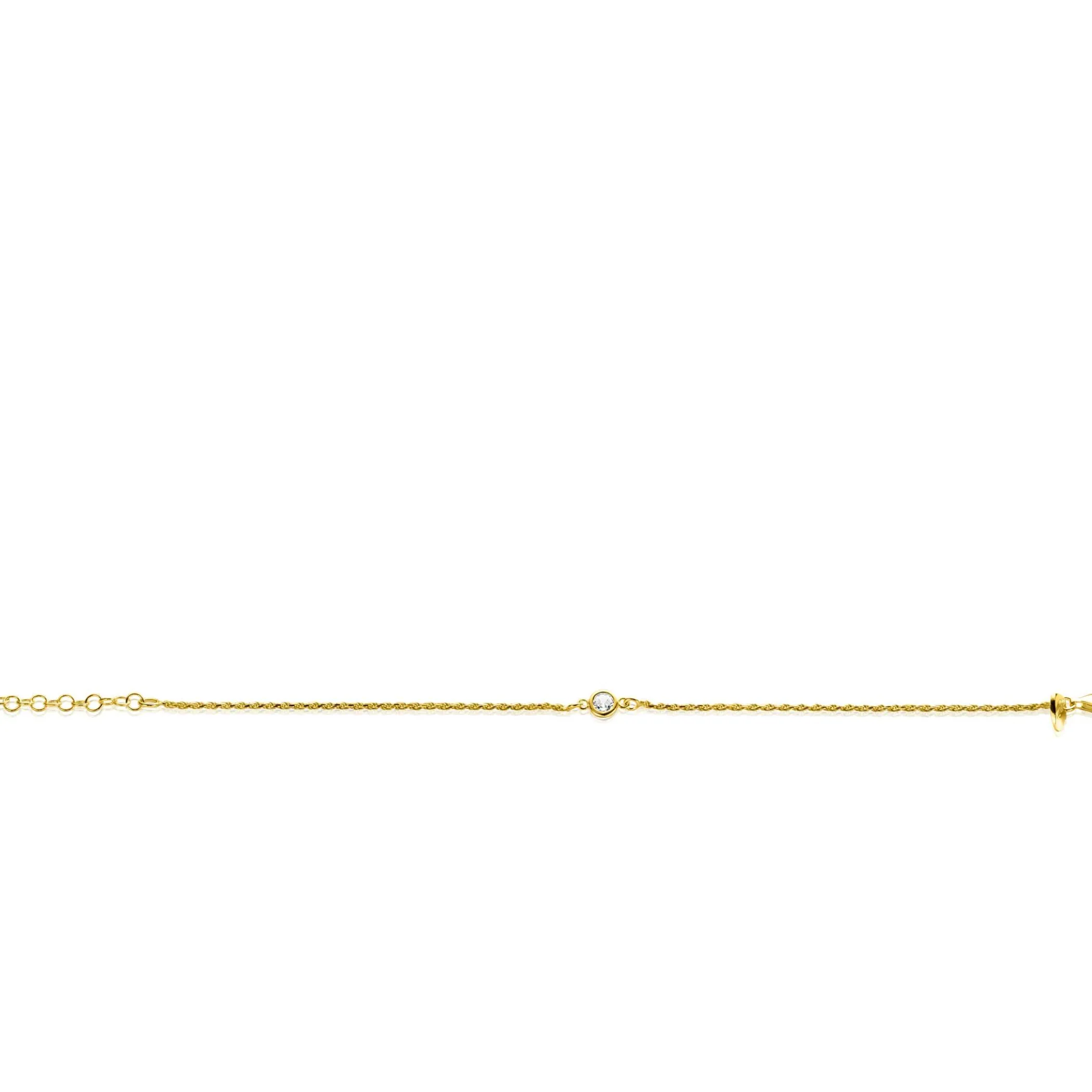 Online Zinzi gold plated zilveren koord armband bezet met een ronde witte zirconia 17-20cm ZIA2461Y