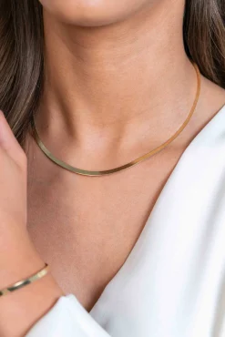 New Zinzi gold plated zilveren platte slangen-ketting 45cm 3,5mm breed ZIC2292G