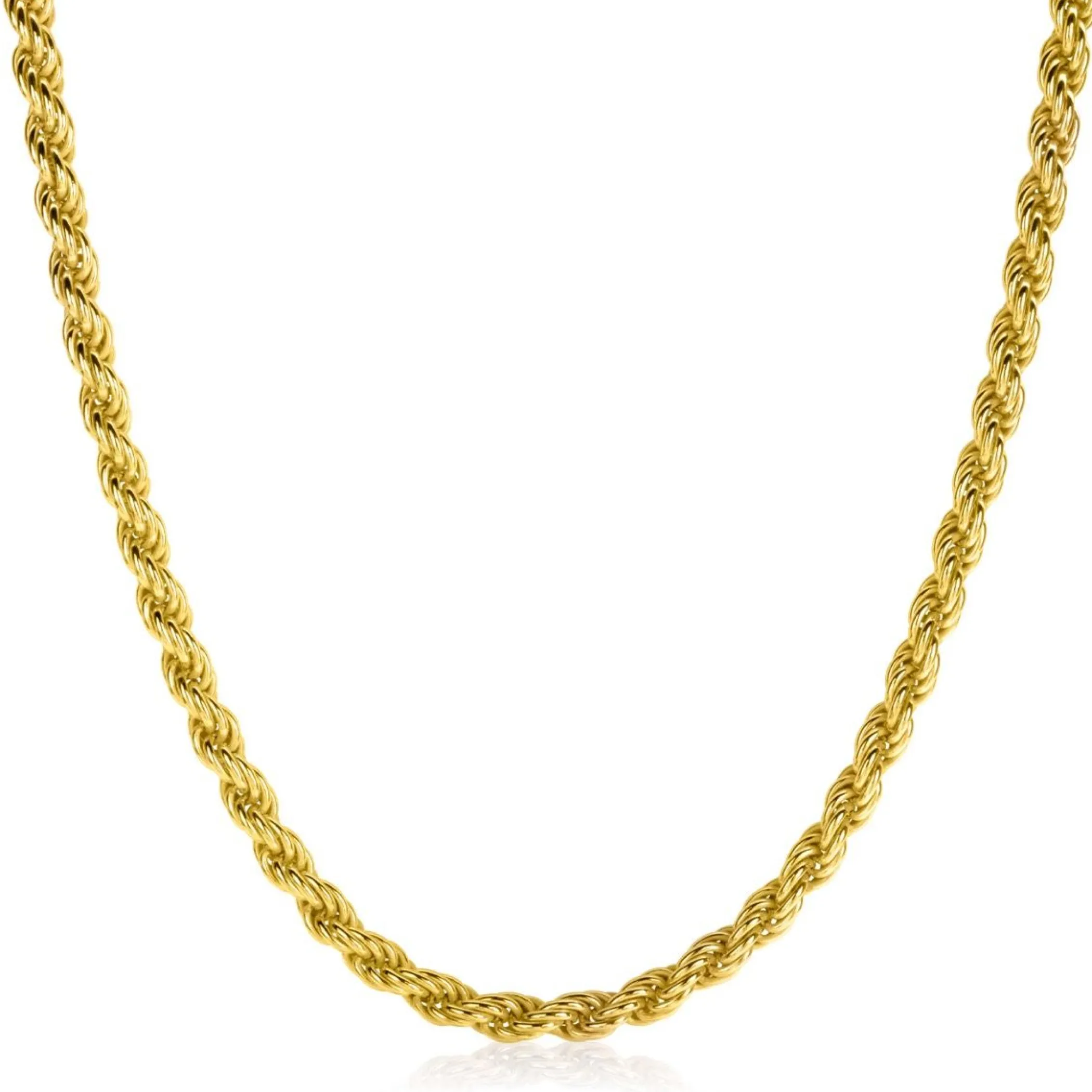 Online Zinzi gold plated zilveren koord ketting 45cm 4mm breed ZIC2343G