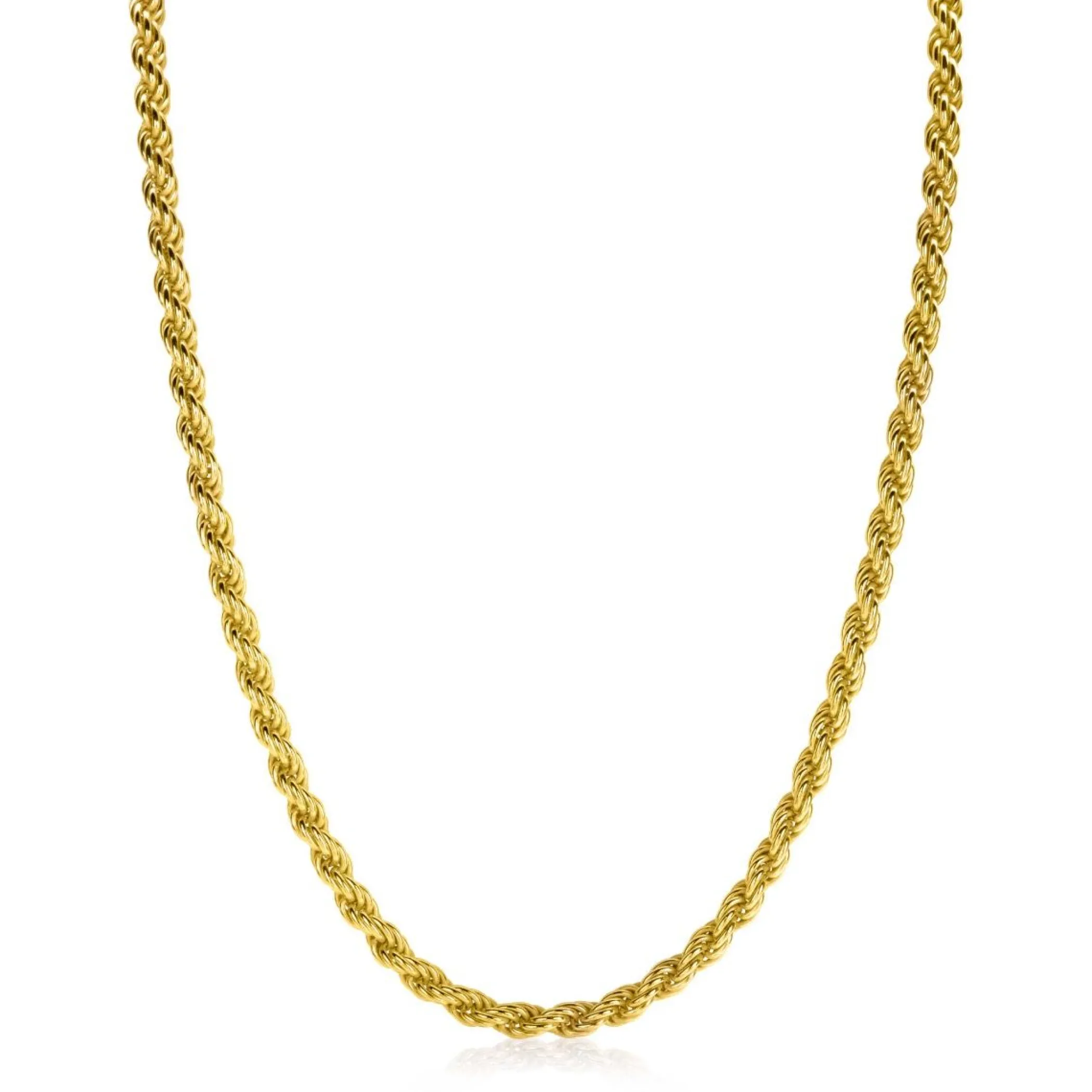 Online Zinzi gold plated zilveren koord ketting 45cm 4mm breed ZIC2343G