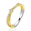 Clearance Zinzi gold plated zilveren cross-over ring, bezet met witte zirkonia’s ZIR2725Y