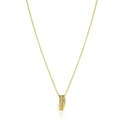 Zinzi gold plated zilveren schakelketttinkje met multi-look hanger (16mm) in golvend design 45-48cm ZIC2685