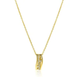 Zinzi gold plated zilveren schakelketttinkje met multi-look hanger (16mm) in golvend design 45-48cm ZIC2685