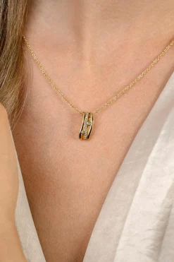Zinzi gold plated zilveren schakelketttinkje met multi-look hanger (16mm) in golvend design 45-48cm ZIC2685