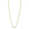 Zinzi gold plated zilveren koord ketting bezet met een ronde witte zirconia 40-45cm ZIC2461Y