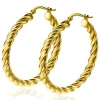 New Zinzi gold plated zilveren wokkel oorringen met gedraaide buis 37x4mm ZIO2282G