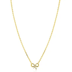 Online Zinzi gold plated zilveren ketting 42–45cm met sierlijke strik, bezet met witte zirkonia ZIC2724Y