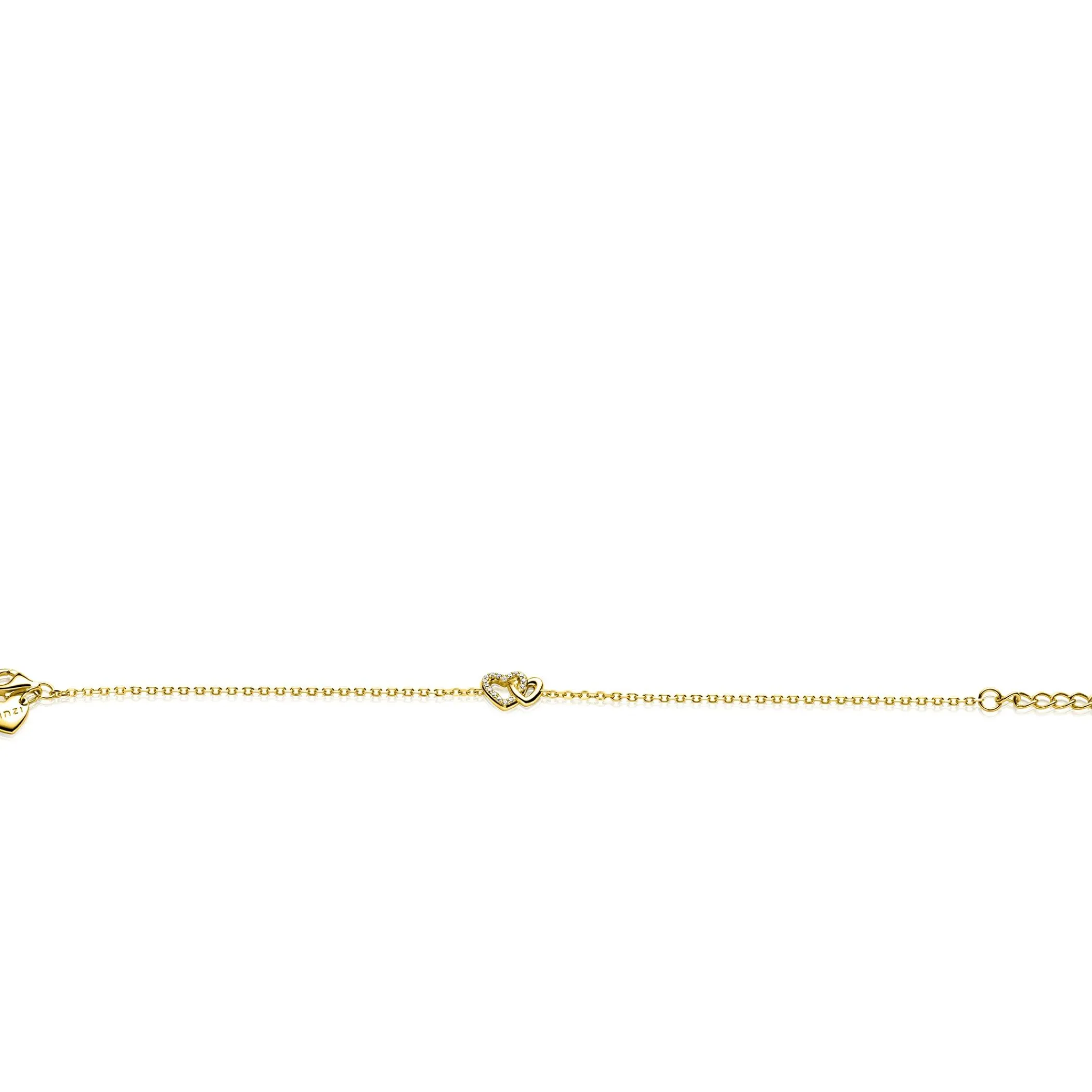 Best Zinzi gold plated zilveren armband met verbonden hartjes, witte zirkonia's 17-19cm ZIA2493Y