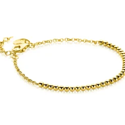 Discount Zinzi gold plated zilveren jasseron armband met bolletjes schakels (2,5mm breed) in het midden 16-19cm ZIA2640G