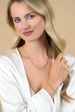 Discount Zinzi gold plated zilveren jasseron armband met bolletjes schakels (2,5mm breed) in het midden 16-19cm ZIA2640G